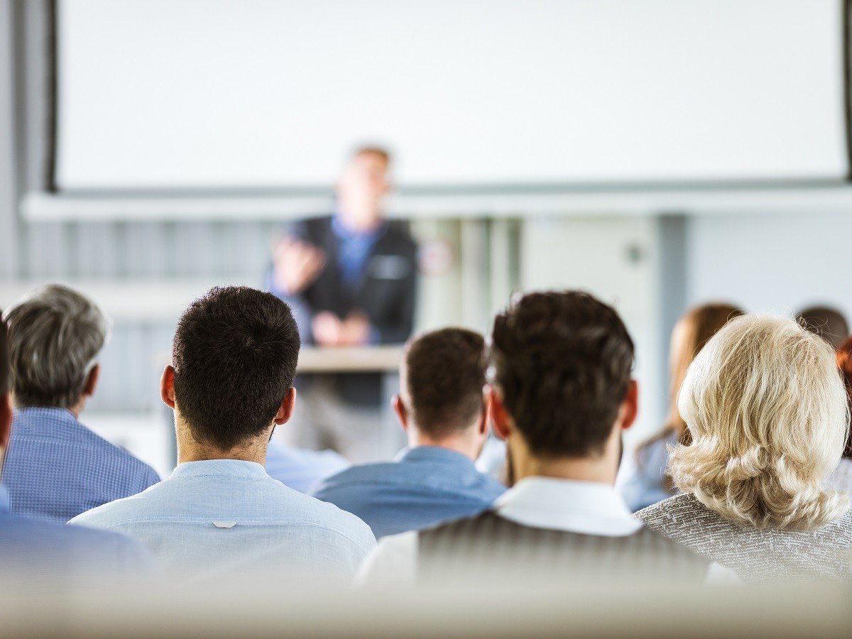 Audience looking at a speaker